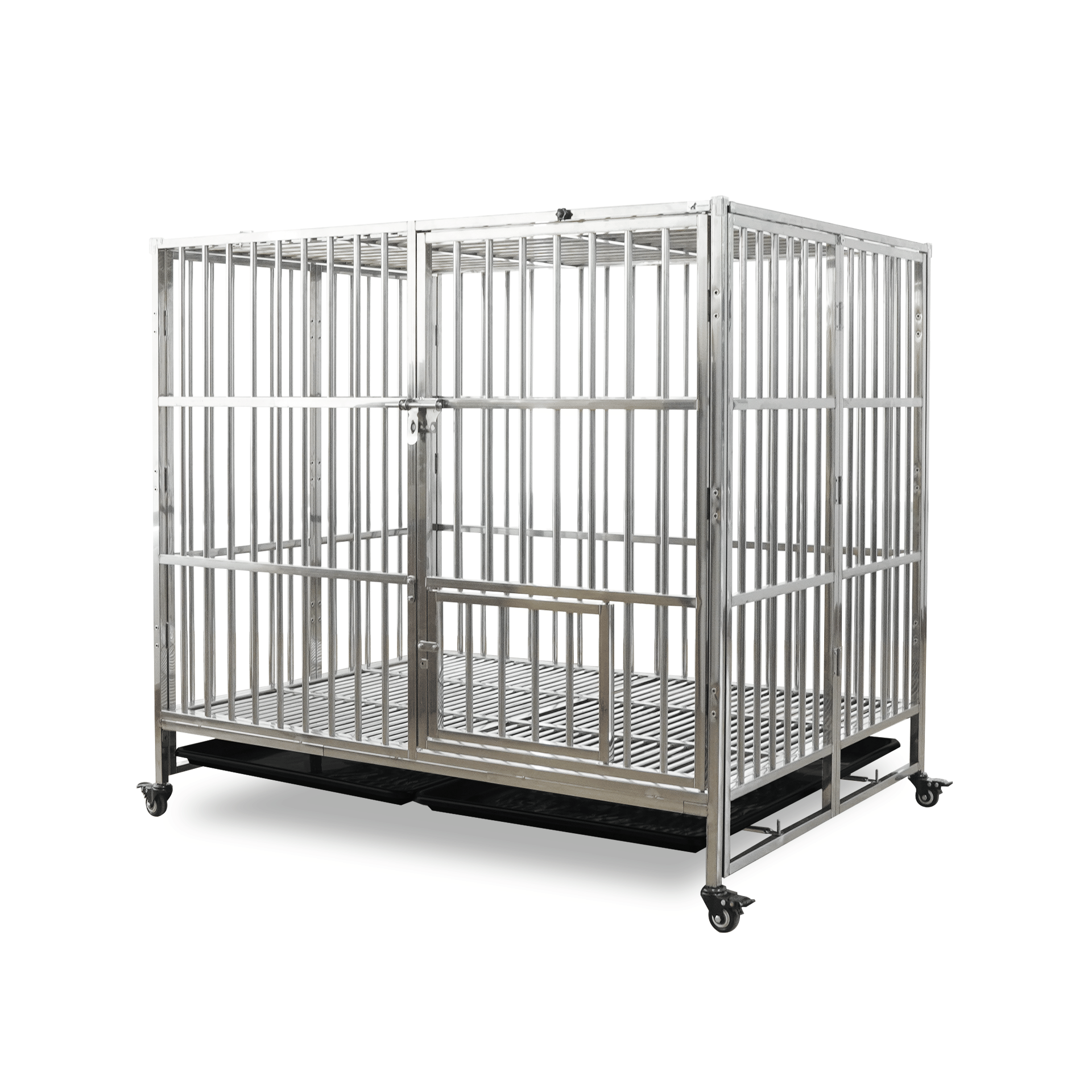 กรงสุนัขสแตนเลส 202 PAWRADISE รุ่นท่อกลม SIZE XL PLUS (พับได้) ขนาด : 125 X 94 X 115 CM._1